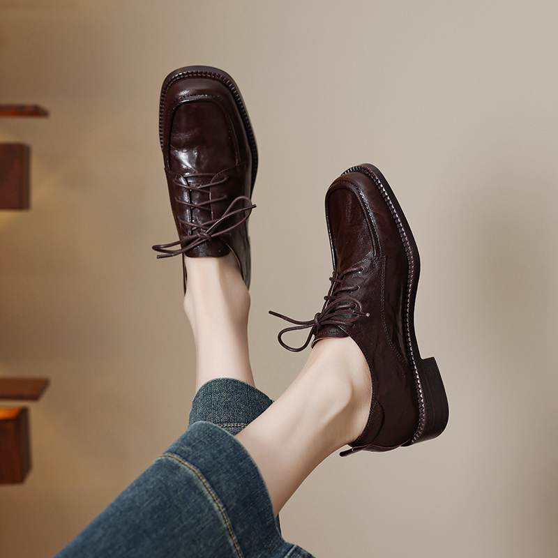 Krazing Pot Sheepskin Round Toe Size 42 Loafers Med Heels Lace Up Size 41 Rome Gladiator Autumn Pumps