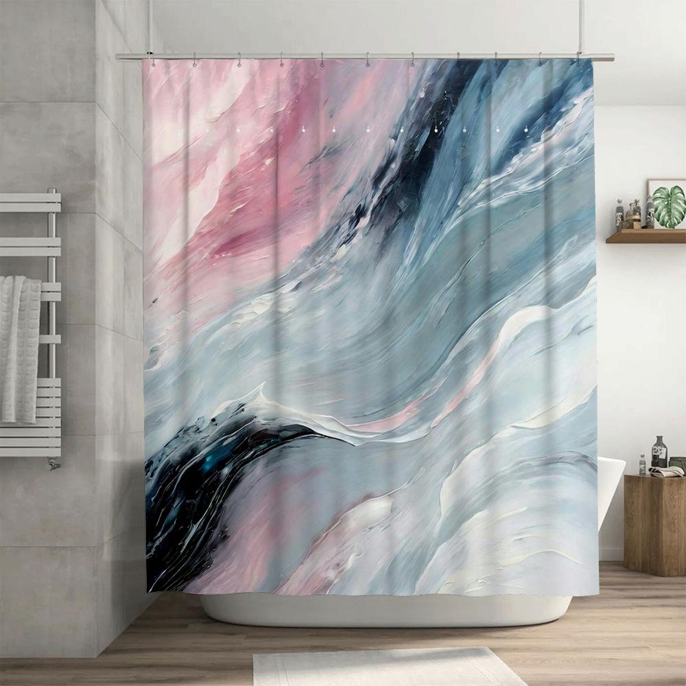 Soft Breathable Shower Curtain Waterproof Printed Home Decor Bathroom Decorative Artistic Decoration Pink Blue Grey White Black