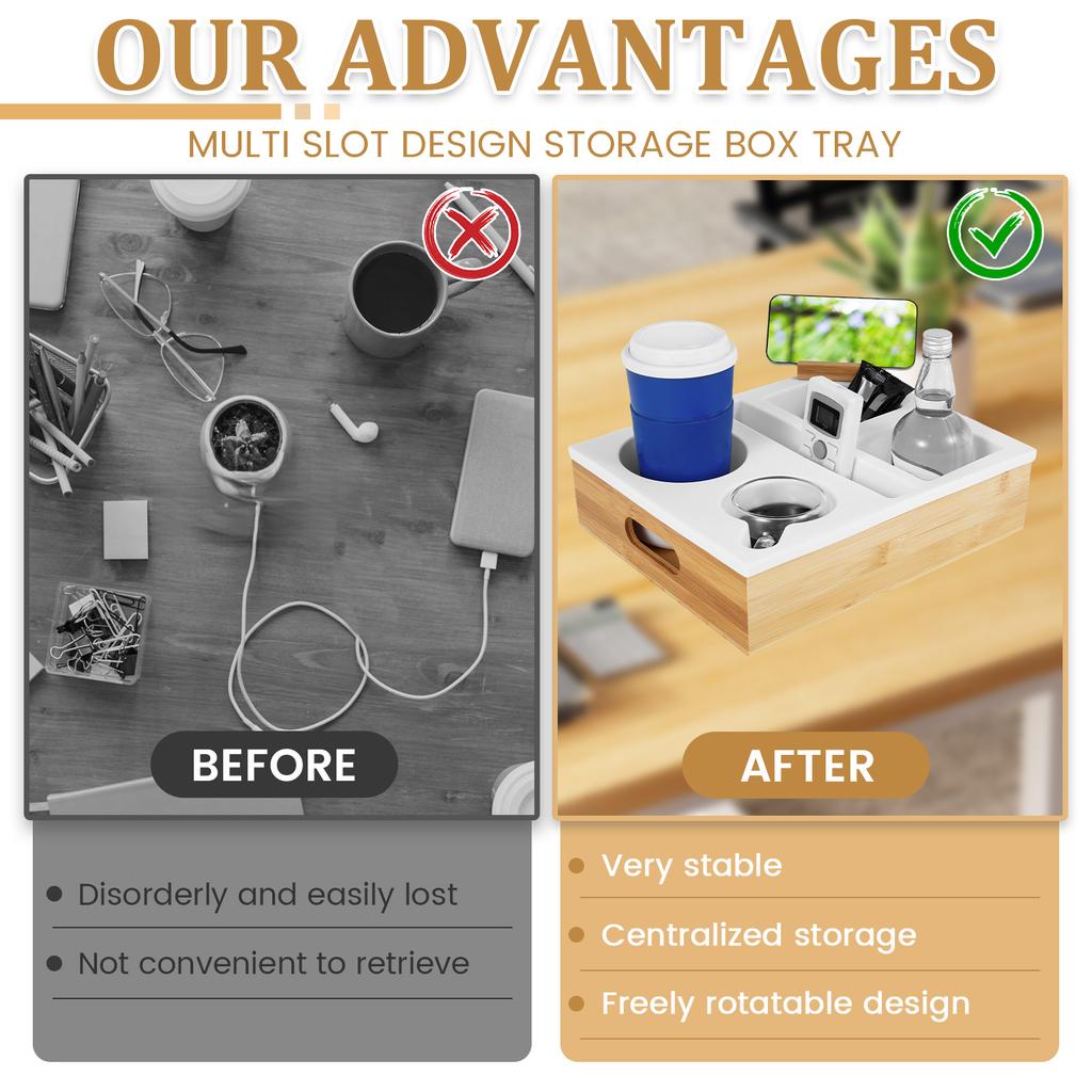 Couch Getränkehalter Couch Caddy mit Drehbarer Handyhalterung Holz Sofa Getränkehalter mit Tragegriff für Bett Auto Strand Organizer