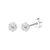 8 Pairs Flat Back Stud Earrings Sets for Multiple Piercing Small Silver Flat Back Surgical Steel Tiny Ball Pearl Cubic Zirconia