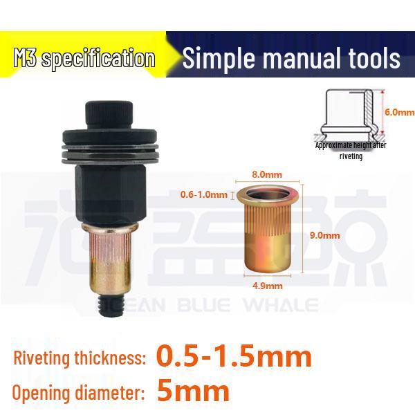 Pop Rivet Nut Tool for License Plates & Sheet Metal – Manual Flat Head Pull Nut