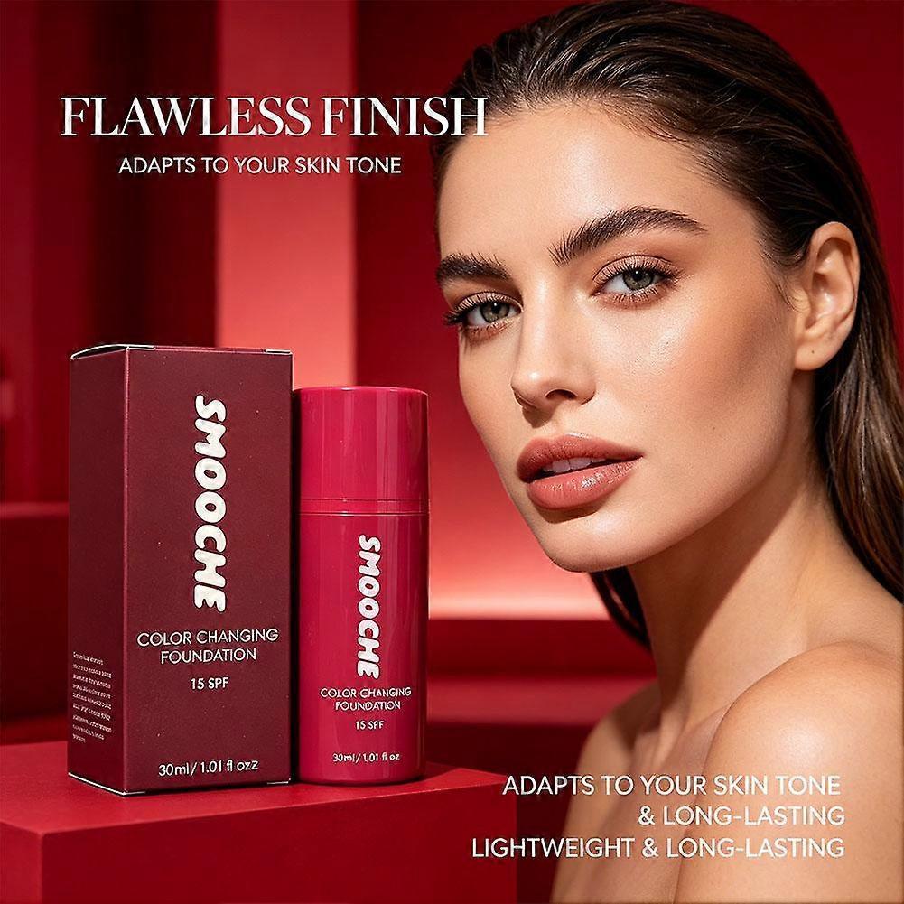 Smooche Foundation Korean, Smooche Colour Changing Foundation, Moisturizing Concealer Long-Lasting, Even Skin Tone for All Skin Types - 30ml