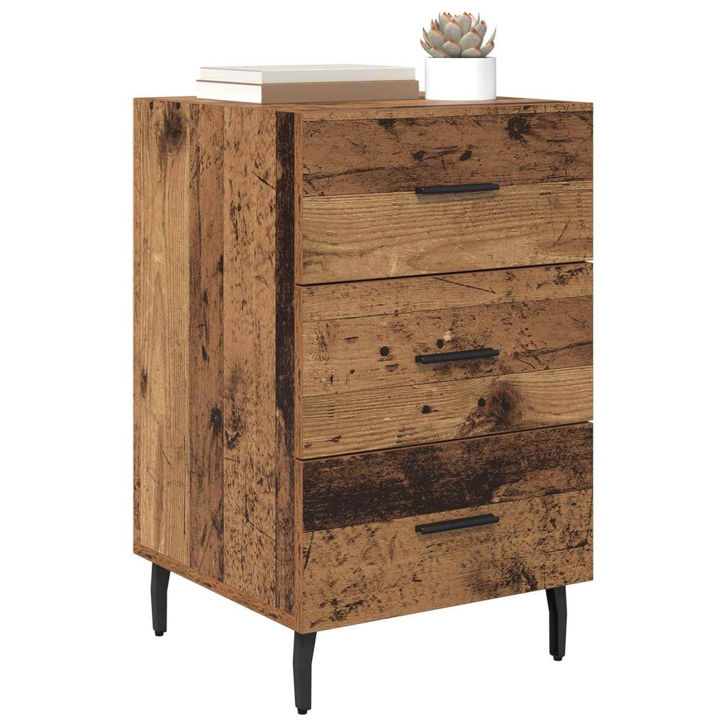 Nightstand with Drawers Reclaimed Wood Look 40 x 40 x 66 cm Particleboard