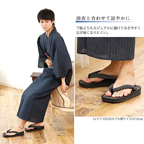 [Takeharu] Men's Geta Sandals, Checkered Pattern, Tatami, Made In Japan, Pattern Assorted, Larger Size LL (26.5-27cm)