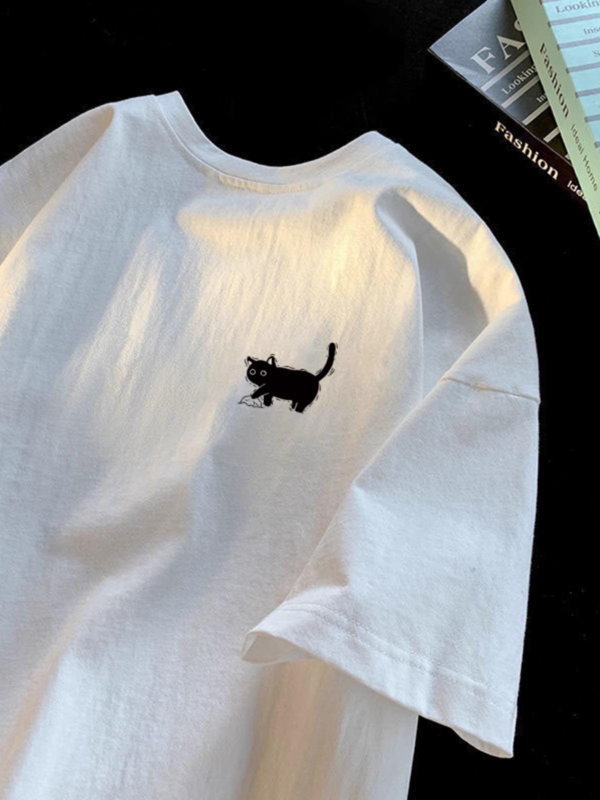 

Unisex Heavyweight Cotton Loose-Fit Summer T-Shirt in Trendy Hong Kong Style L