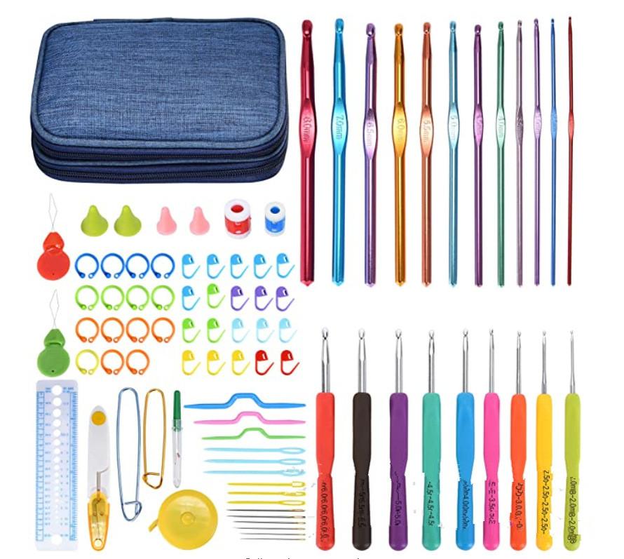 

1SET Aluminium Crochet Hooks Knit Colorful Crochet Needle Set Sweater Knitting Needls Set DIY Clothes Scarf with Bag