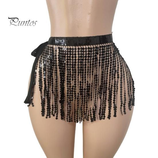 

Юбка с пайетками и кисточками, блестящая мини-юбка для танца живота, бахрома, шарф на бедра для рейв-фестиваля, клубная одежда, костюм для выступлений на вечеринке