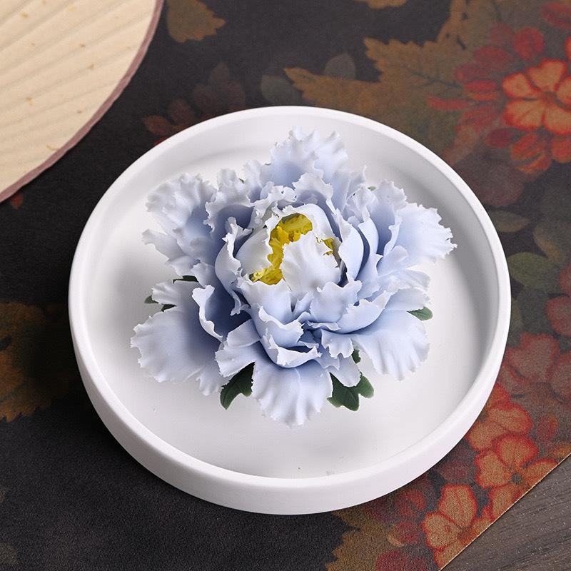 Hand-Made Porcelain Peony Diffuser Incense Burner Luxury Floral Essential-Oil Stone Re-Usable Home Fragrance & Gift Décor