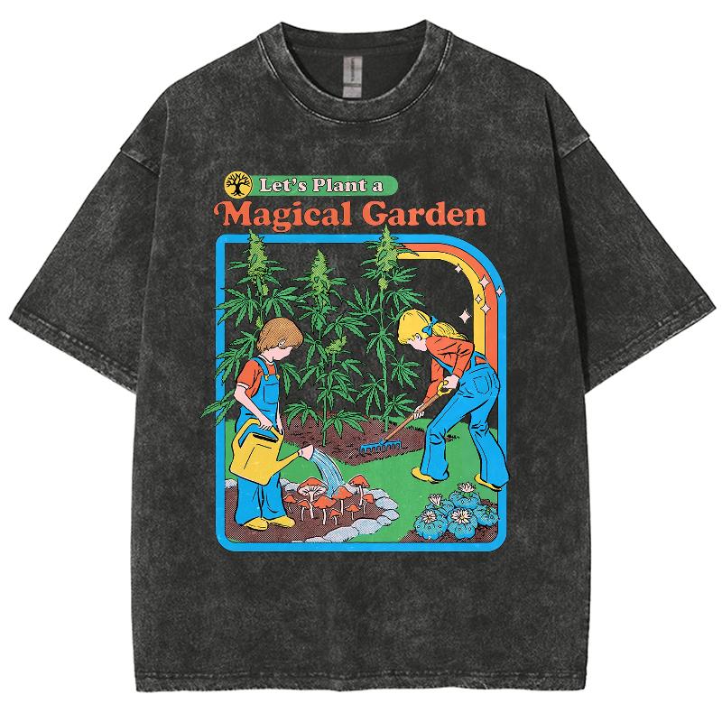 Ich pflanze Blumen im Garten Anime Frauen Top Sport T-Shirt Gewaschene Trendige Kleidung Baumwolle Locker Kurzarm Retro