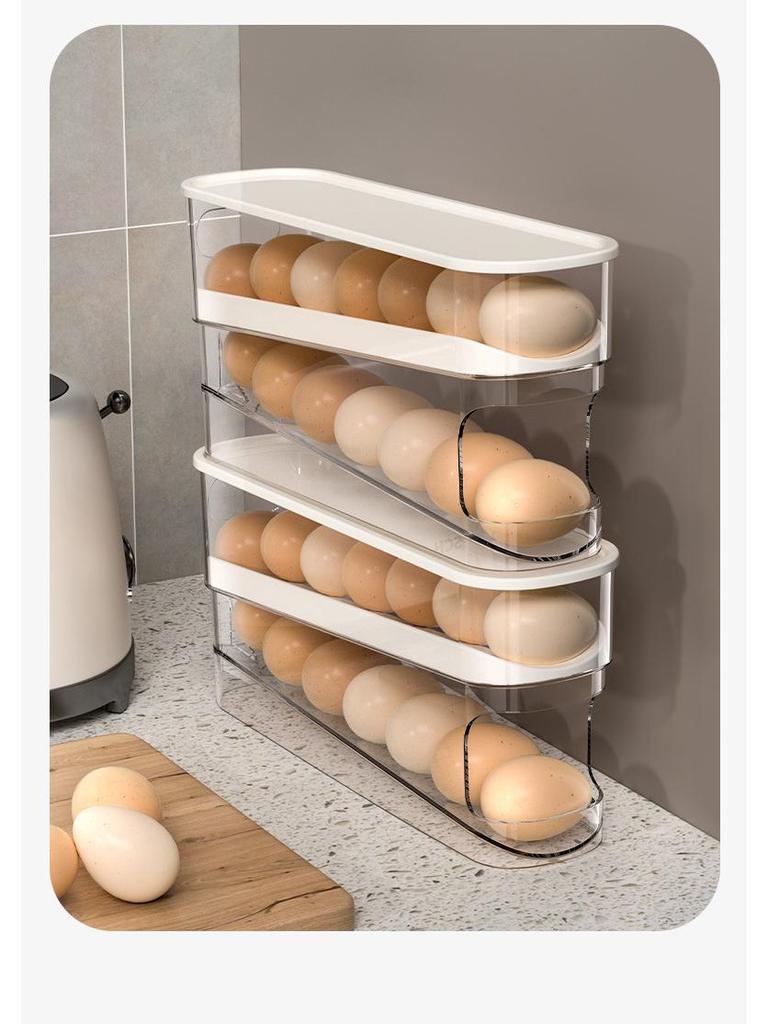 Automatic Slide Egg Holder for Fridge Door and Kitchen Countertop