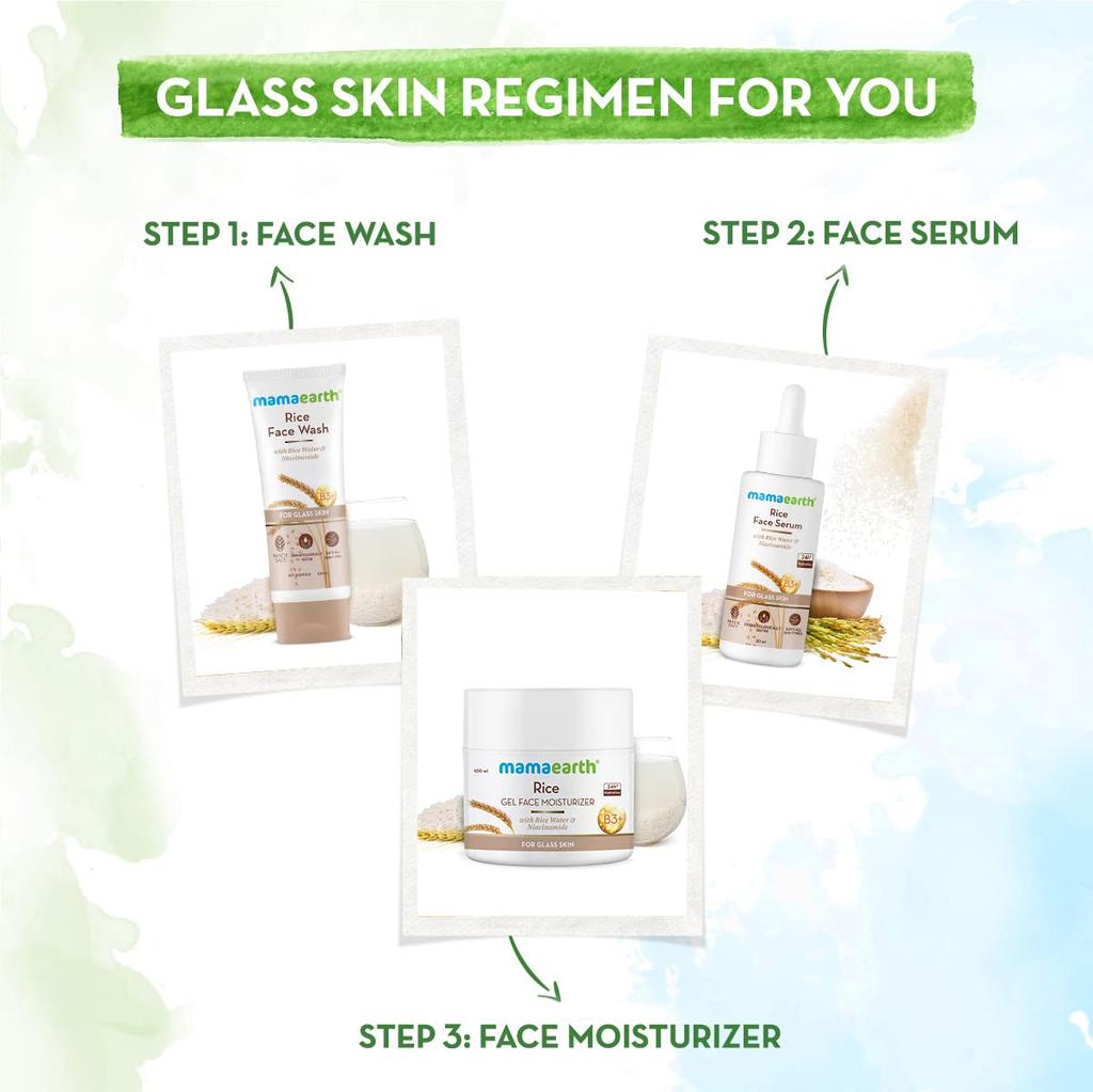 Mamaearth Rice Gel Face Moisturizer For Glass Skin With Niacinamide 100ml | Lightweight Hydration For Smooth Even-Toned Glowing Skin