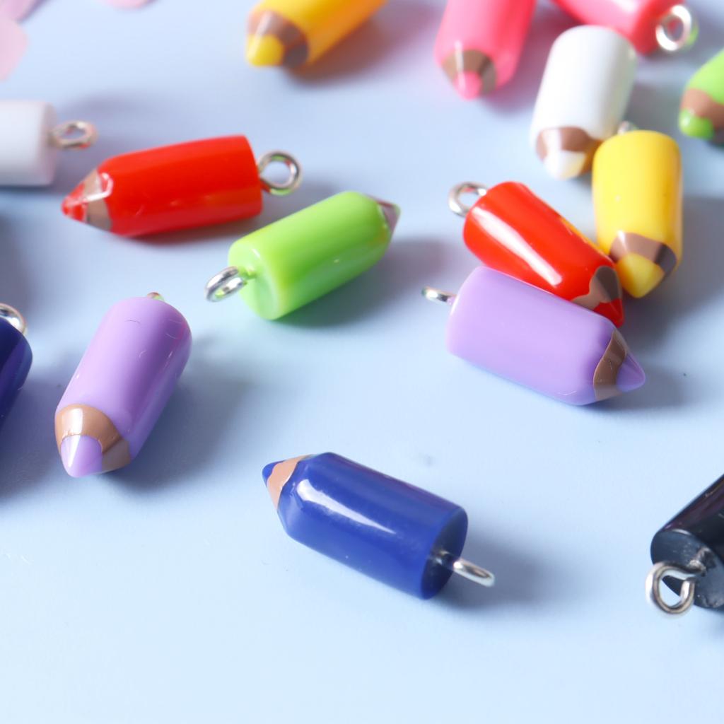 20Pcs Colorful Pencil Charms Resin Pencil Shape Charms Pendants Diy Keychain Earrings For Jewelry Making Accessories
