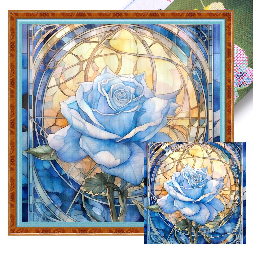1 Set Full Embroidery Cotton Thread 11CT Printed Fantasy Flowers Cross Stitch Kits DIY Arts Ornament Home Decorations 40x40cm
