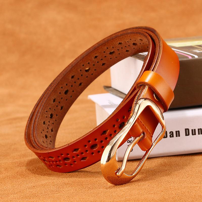 Korean Style Ladies Genuine Leather Belt With Stylish Pin Buckle For Work And Leisure