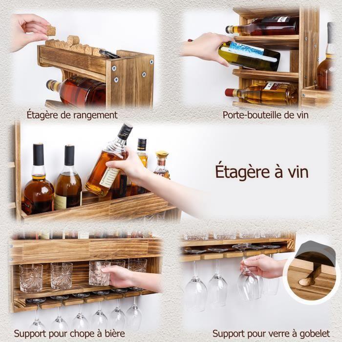 Yorbay Wall-Mounted Wine Rack, Bottle Shelf Bottle Organizer and Stemware Holder, Free Assembly and Combination