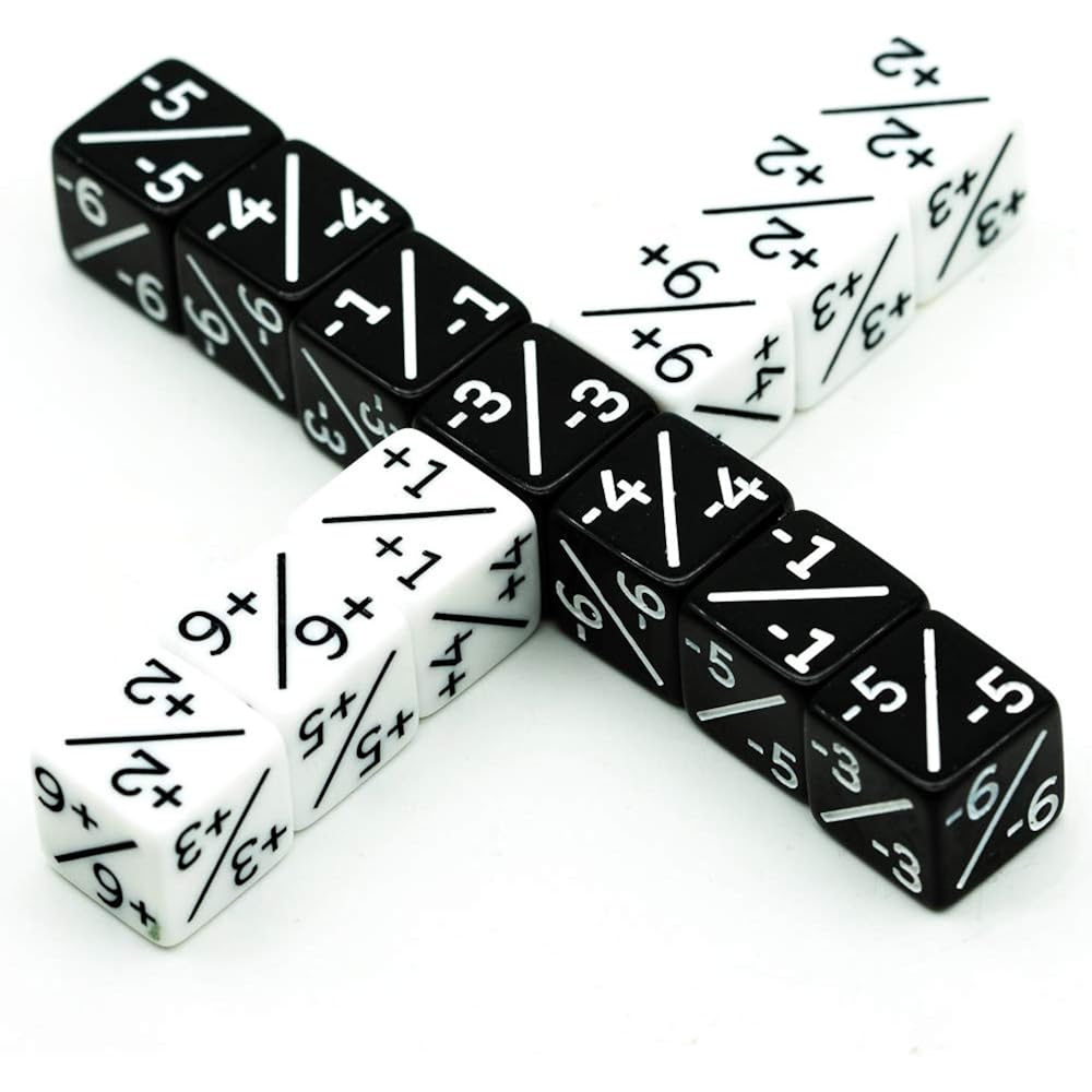 HDDais Dice Counter D6 Dice White +1/+1 and Black-1/-1 Magic: The Gathering and Other Games CCG M...