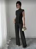 European Women's Solid Color Short-sleeve T-shirt & Ribbed Pants Set - 2025 Style