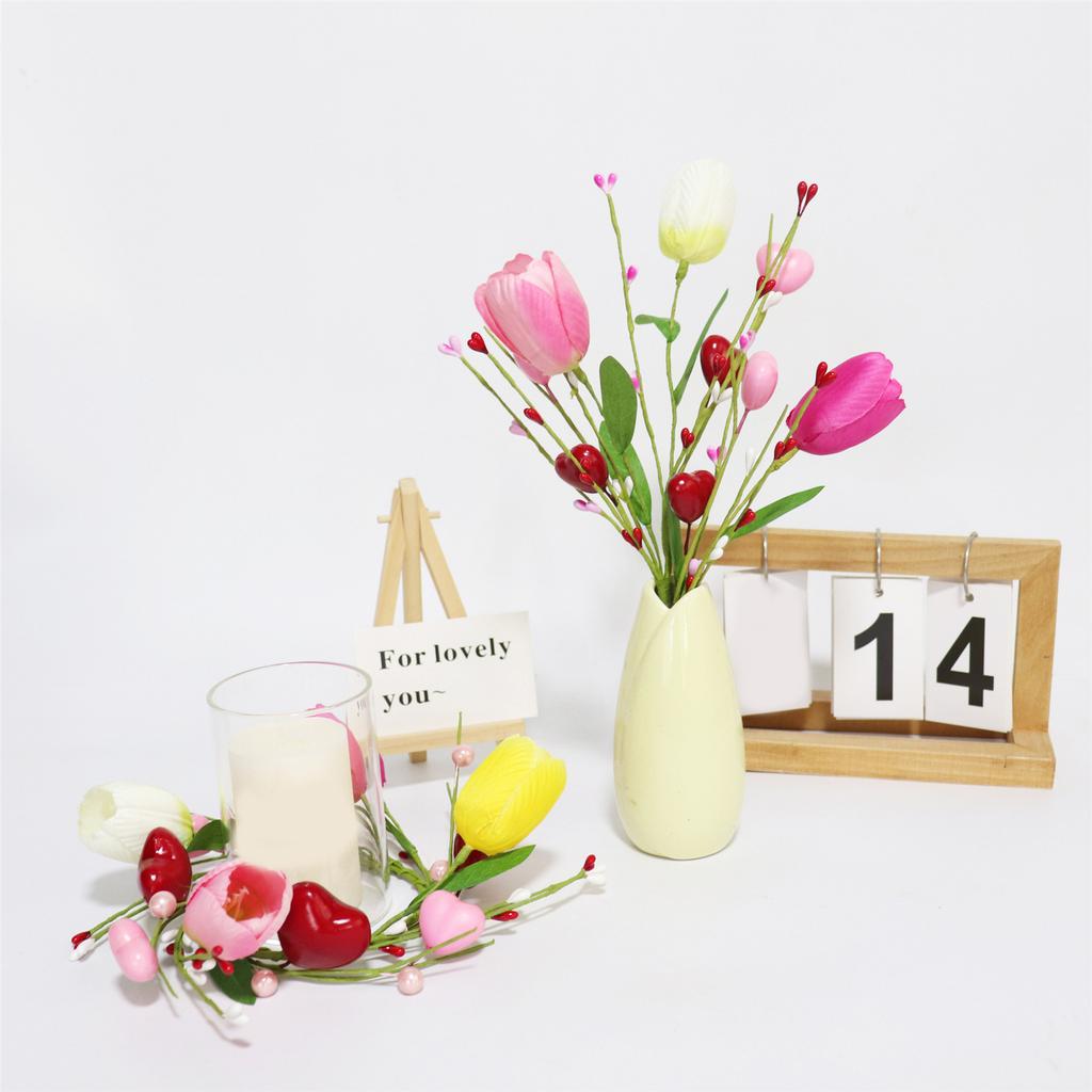 Florals Arrangement Artificial Tulips Flower Valentine’s Day Home Vase Decoration Decorative Sprays Branches Stems