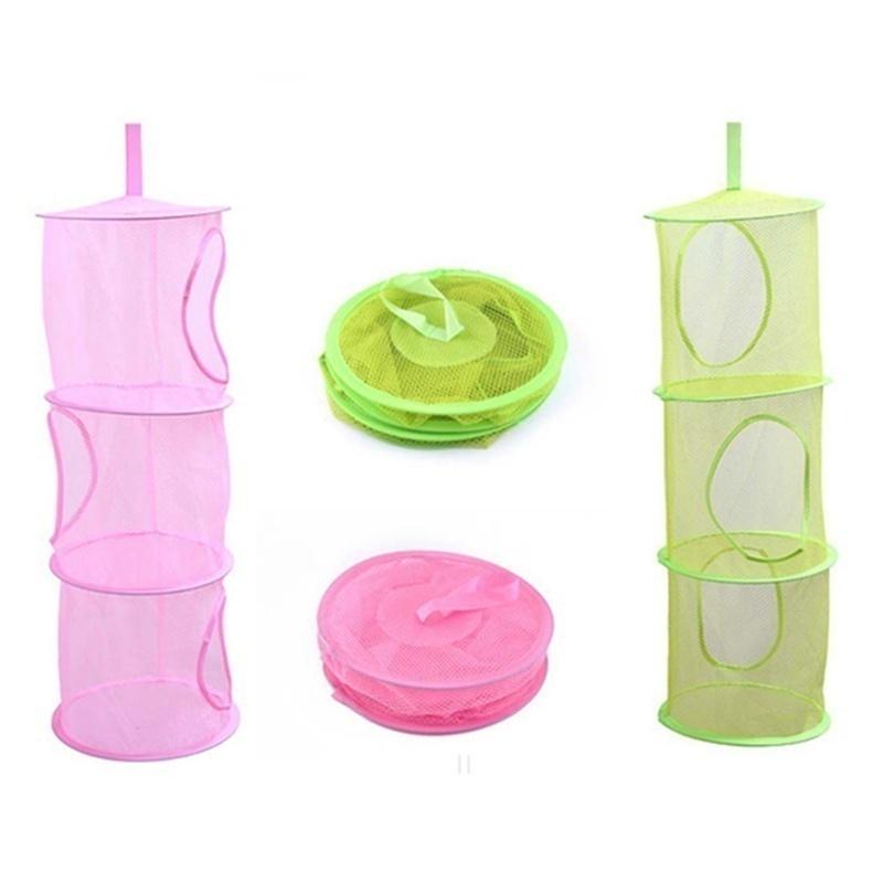 Household Basket 3 Shelf Hanging Storage Net Organizer Bag Bedroom Wall Door Closet Organizers