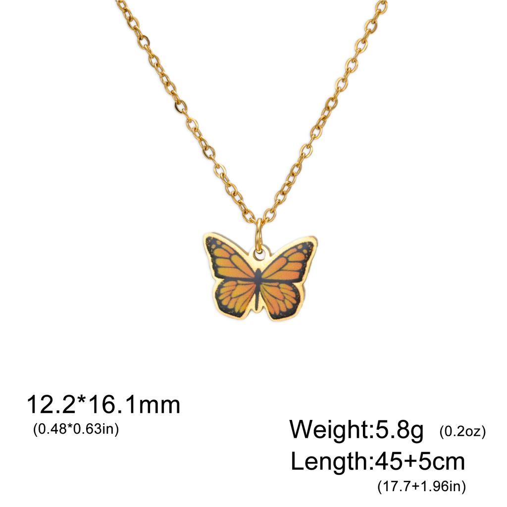 Teamer Colorful Butterfly Necklace For Women Girls Gold Color Stainless Steel Birthday Fashion Jewelry Gift Wholesale 2026 New