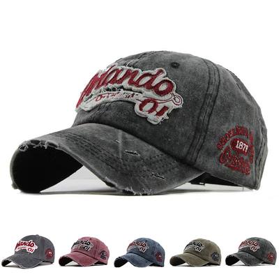 Baseballkappe aus gewaschenem Denim mit Buchstabenstickerei, Unisex, verstellbare Baumwollmütze für Herren, Wandermütze, Snapback-Mütze, Wild Hat