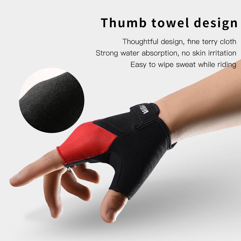 Radhandschuhe Atmungsaktiv, Schweißableitend, Bequem, Vielseitig, Stoßdämpfend, Rutschfest Mountainbike Fahren Kurzfingerhandschuhe