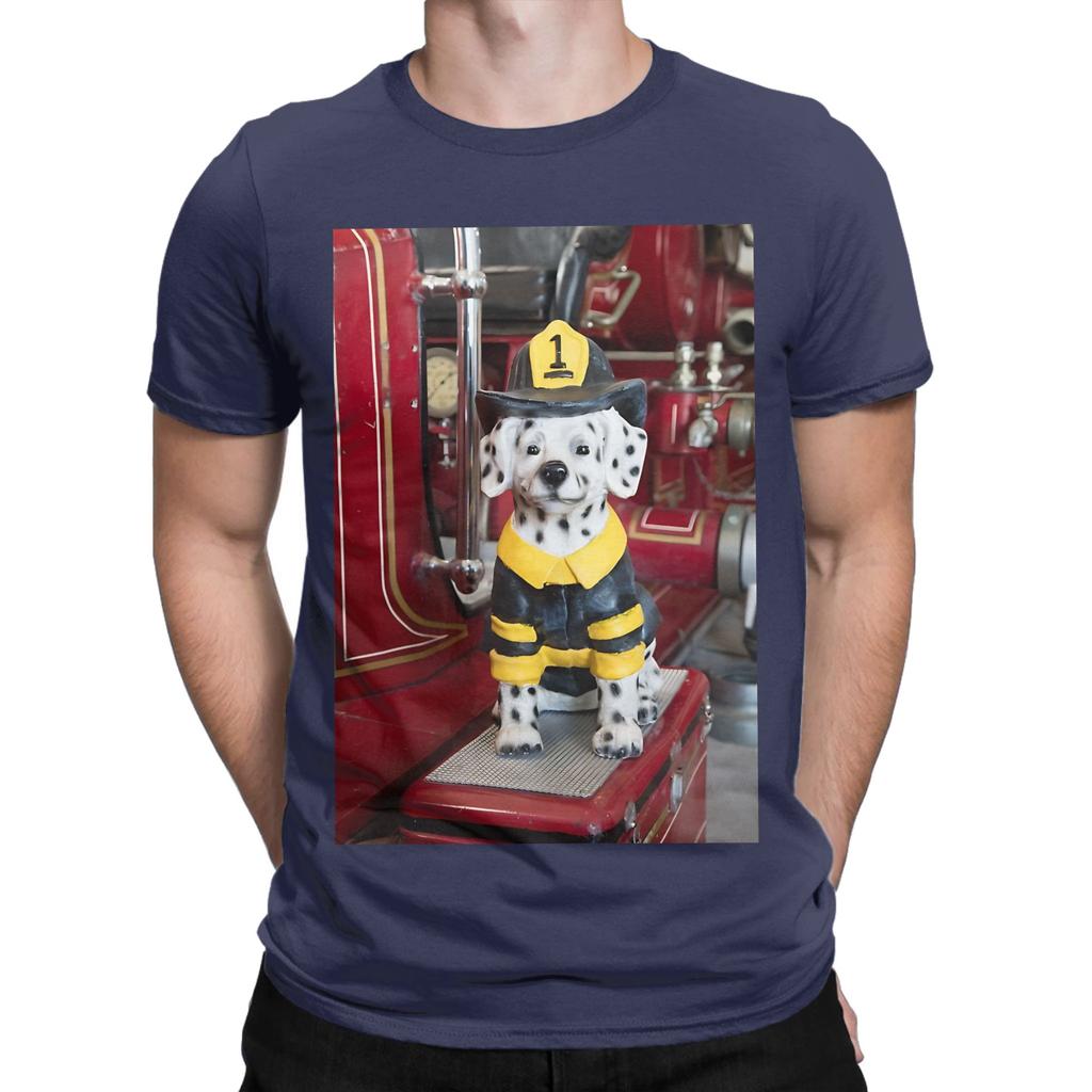 Firefighter Graphic Funny 100 Cotton TShirt Sparky the Fire Dog Tees Tops For Unisex