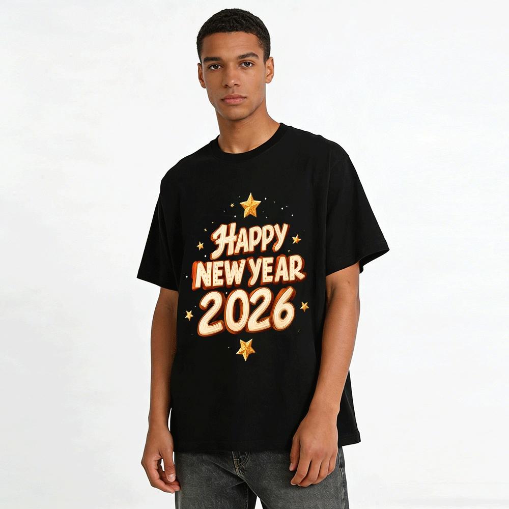 Happy New Year 2206 Fest Printed Casual Casual Top Pure Cotton T-shirt