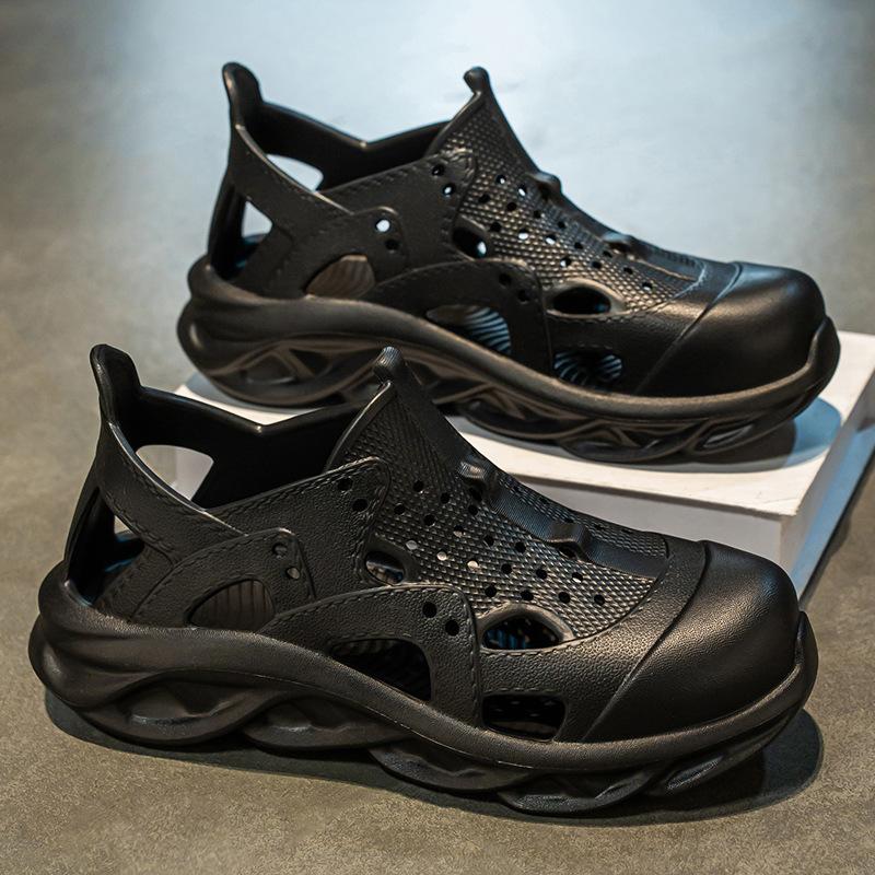 

Summer hollow breathable hole shoes outer wear travel beach sandals blade bag head garden shoes sandals 38 чёрный