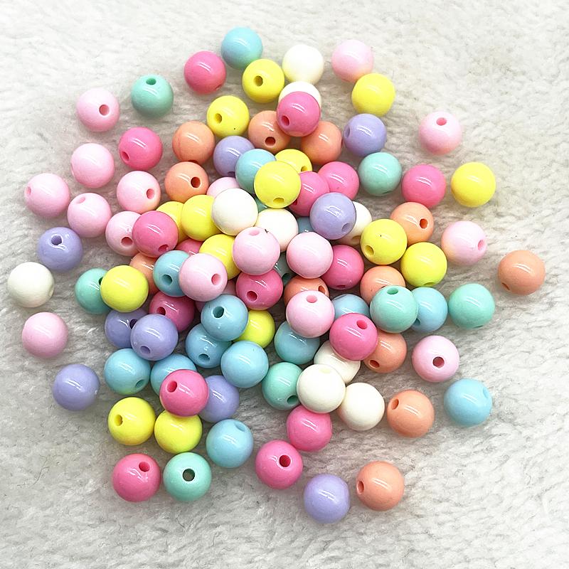 4/6/8mm Runde Anhänger Acrylperlen Lose Abstandshalterperlen zum Schmuckbasteln DIY Handgemachtes Armband Halskette