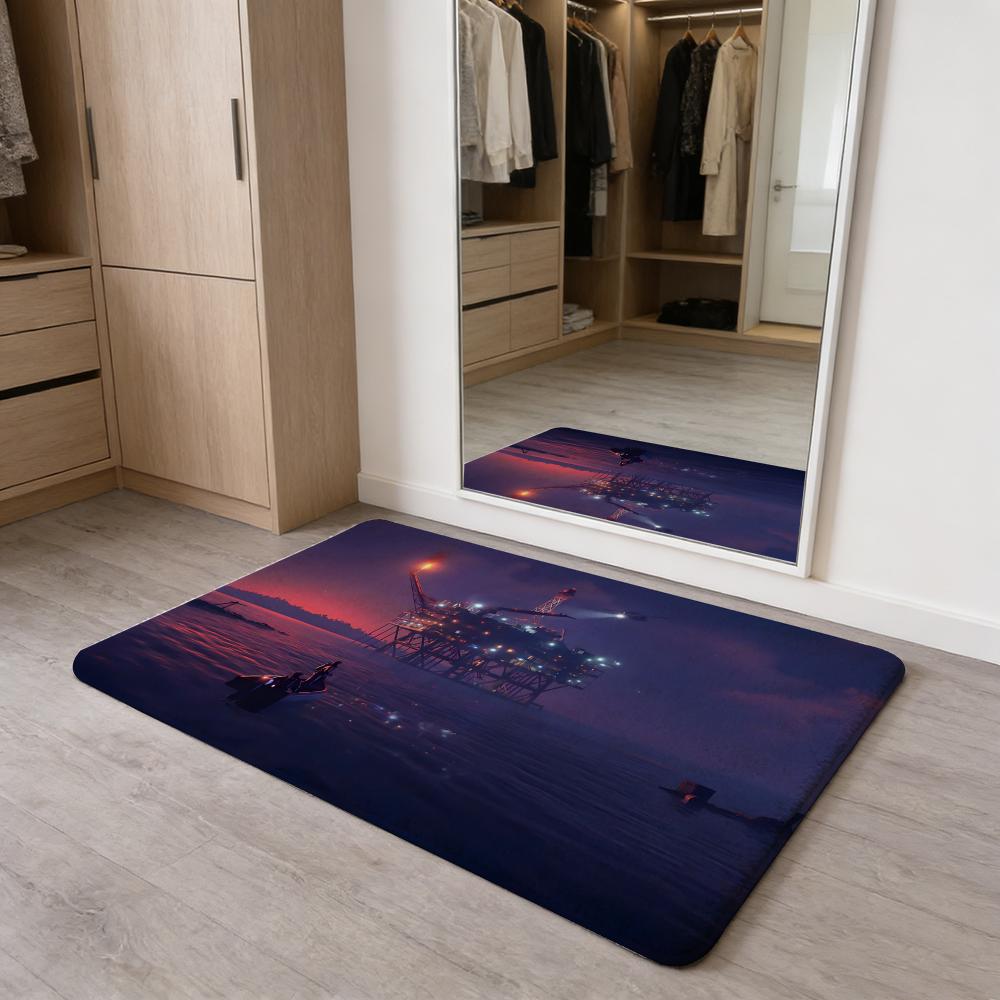 R-R-Rust Game Floor Mat Flannel Door Mat Non-Slip Absorbent Washable Indoor Home Rug