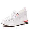 Frühling, Sommer und Herbst Damenschuhe neue dicke Sohle Keilabsatz Innenabsatz Absatz Einzelne Schuhe kleine weiße Schuhe Damen Low-Top Freizeit-Sportschuhe