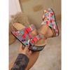Cork Sandals 2025 Summer New Plus-size Rhinestone Belt Buckle for Women Wearing Platform Slippers