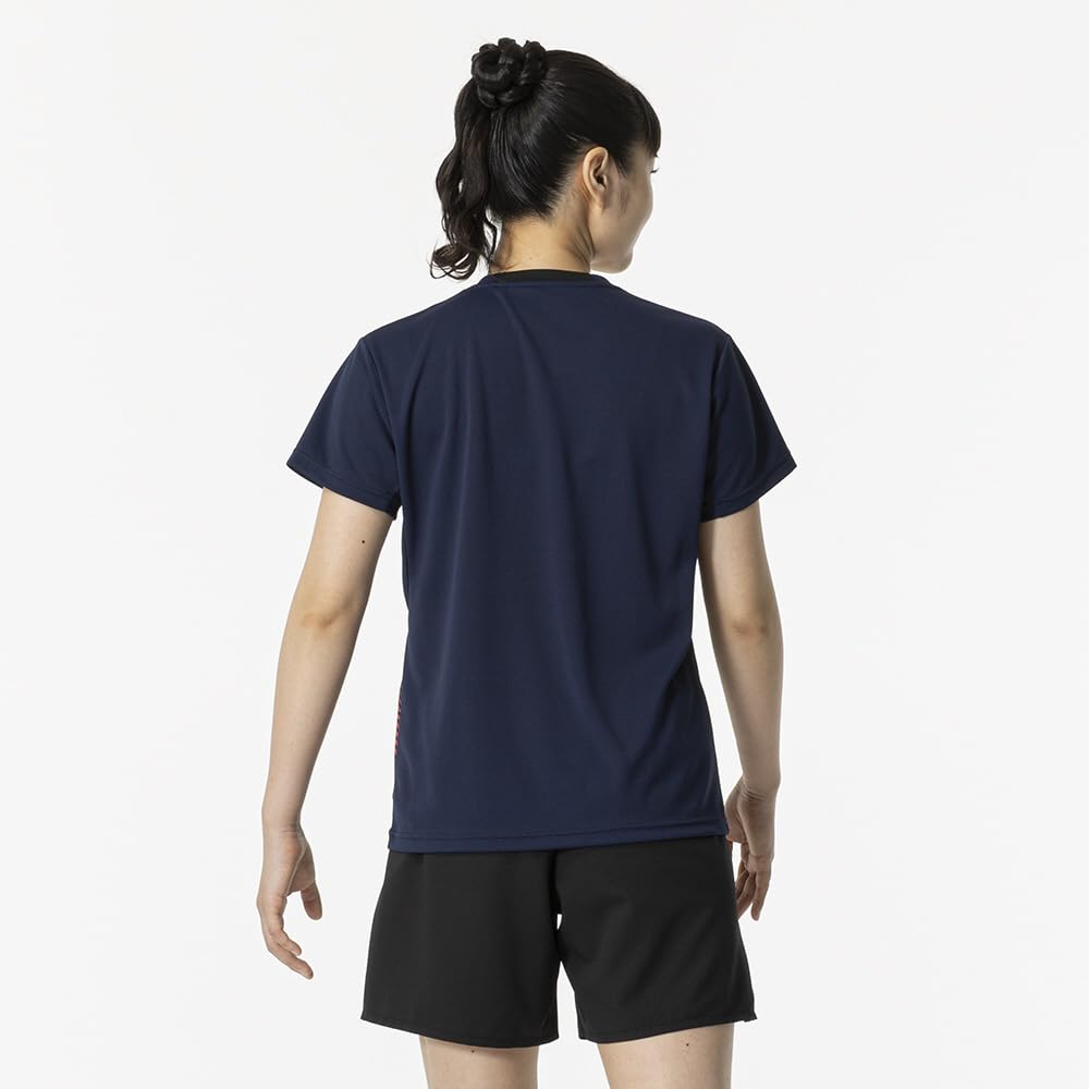 Mizuno Game Short Dynamotion Officially Approved by the Japan Badminton Dress Navy Women's Tennis/Badminton Shirt, Sleeve, Moisture-Wicking,