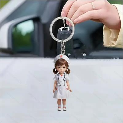 New Acrylic Flat Doctor Car Decoration Pendant His and Her Story Keychain Mobile Phone Backpack Pendant