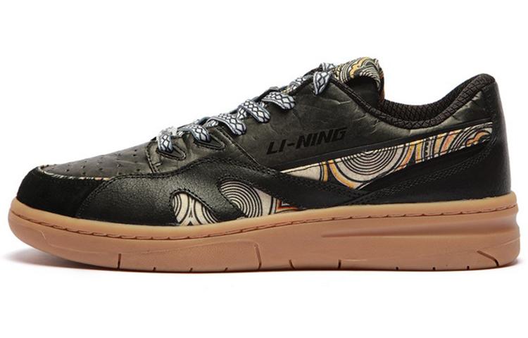 Li Ning Deluxe Low Leather Slip Resistant, Abrasion Resistant, Lightweight Low top Skateboard Shoes Women's Black AZGS046-3