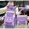 4-teiliges Set Schüler-Schulranzen für Mädchen der 3. bis 6. Klasse, leichte Kinder-Nachhilfetasche, süßer Cartoon-Rucksack für Junior High School, Teenager-Mädchen