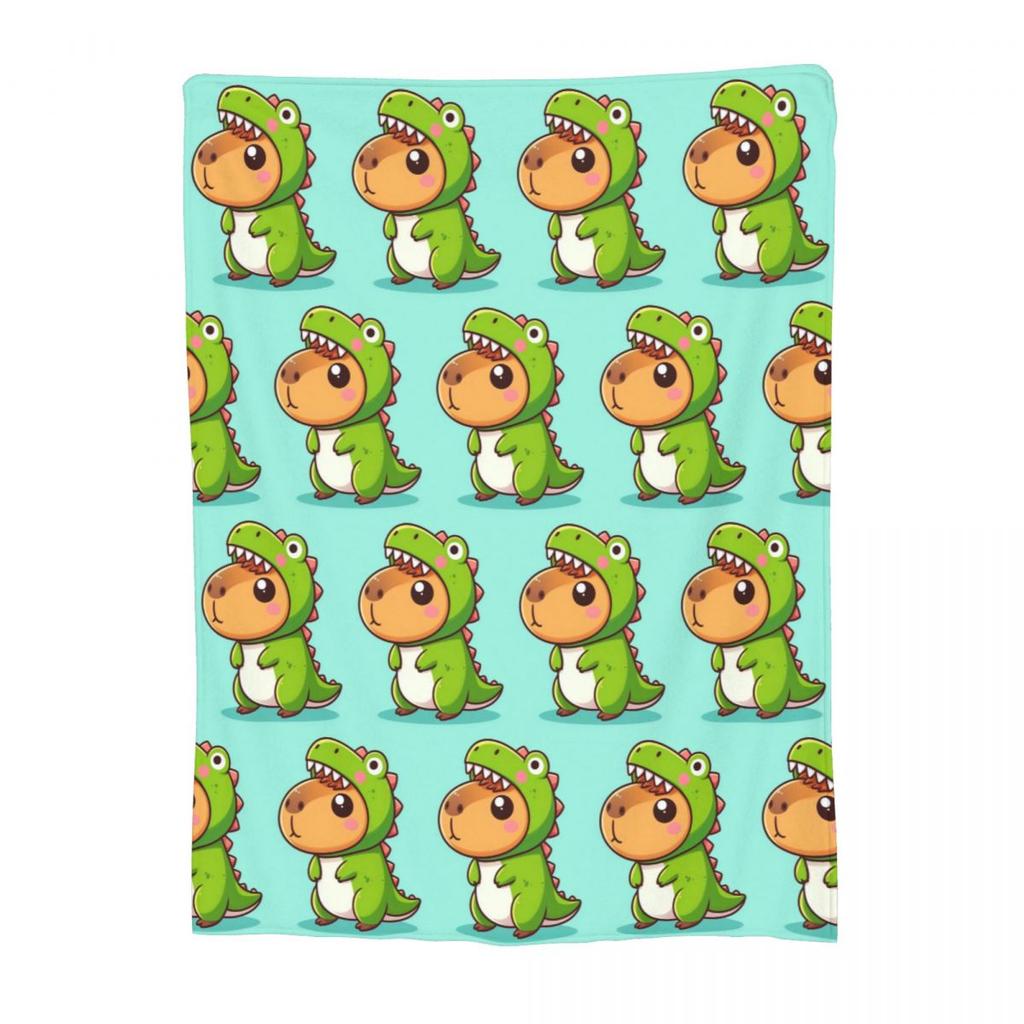 Capybara Cute Green And Brown Animal Blanket Soft Warm Flannel Throw Blanket Plush for Bed Living Room Travel Home Couch