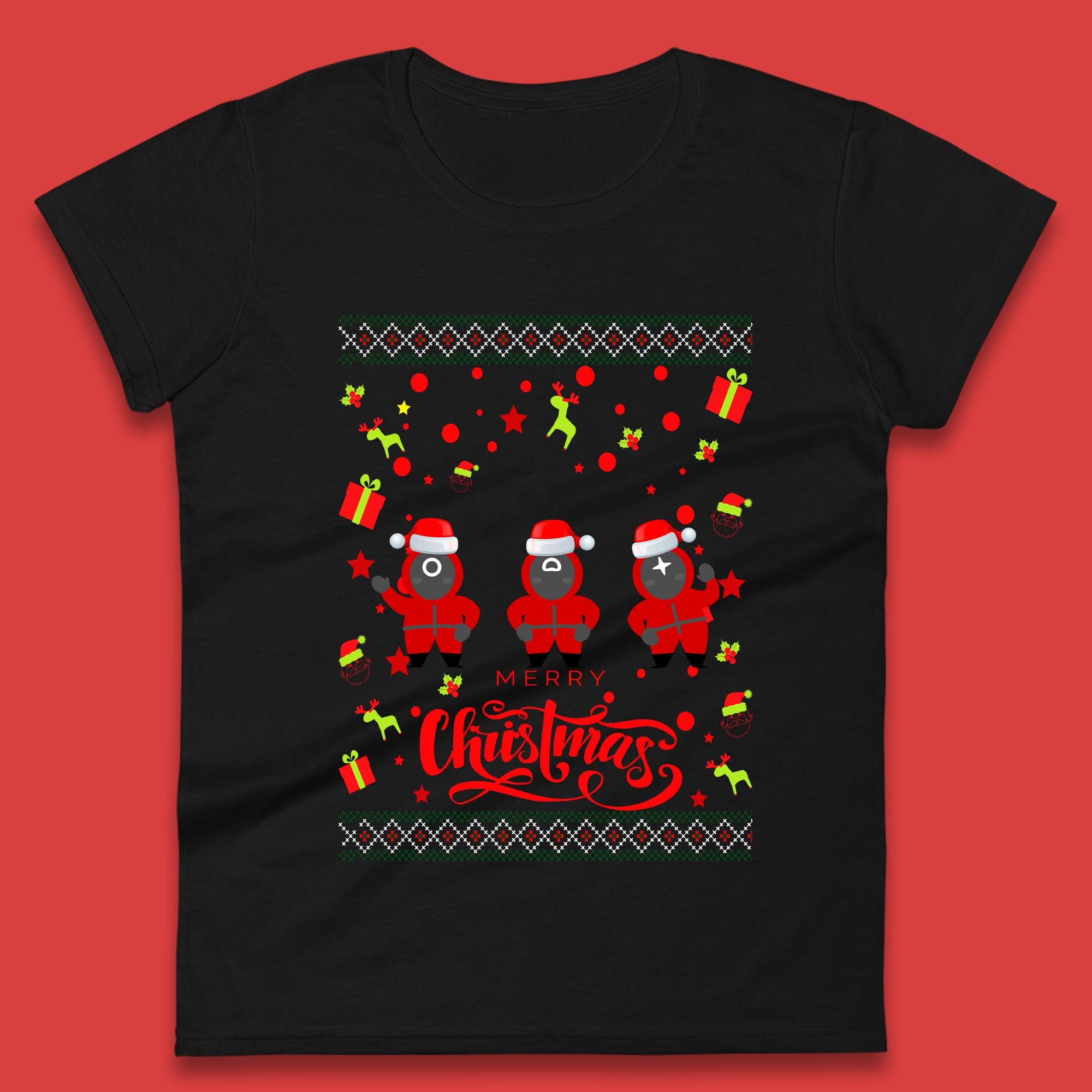 Squid Game Guards Christmas Womens T-Shirt Mens Tops Tees Unisex XL