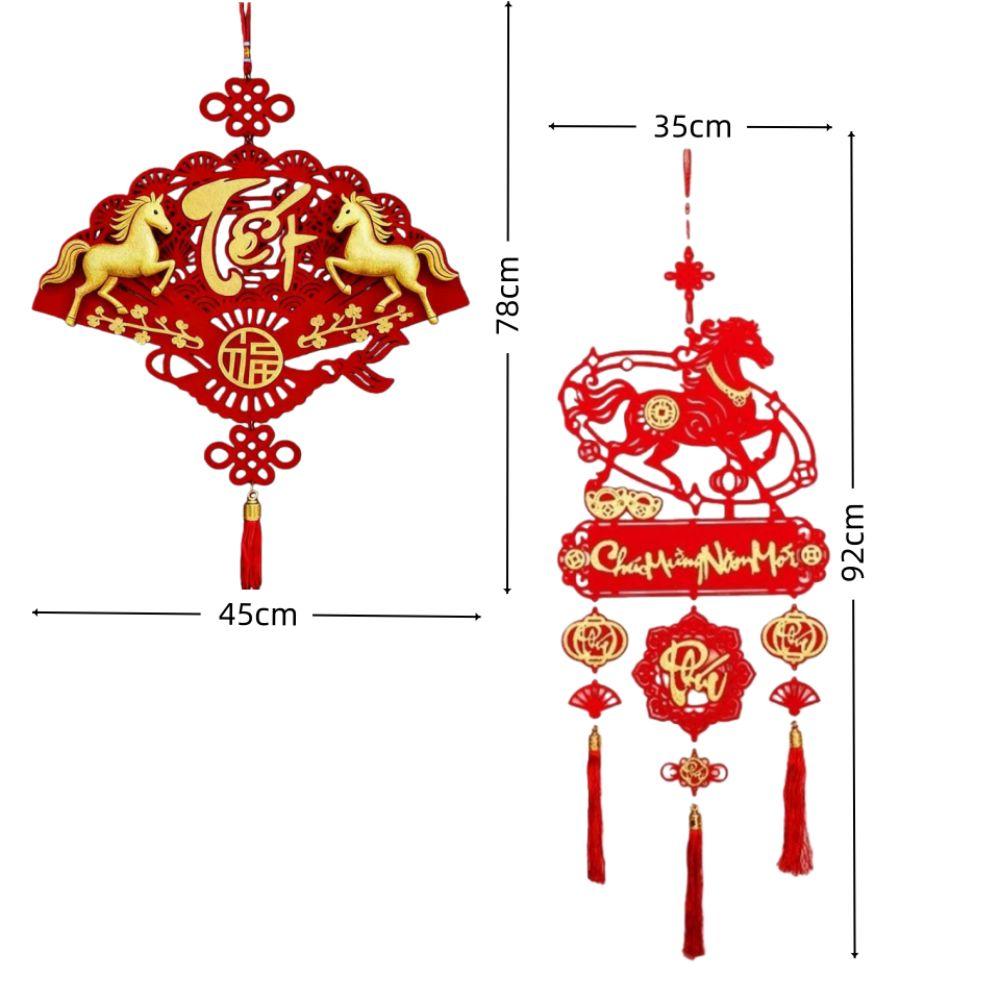 2026 Lunar New Year Pendants Vietnamese with Tassel Hanging Ornament Red Horse Pattern Spring Festival Pendants