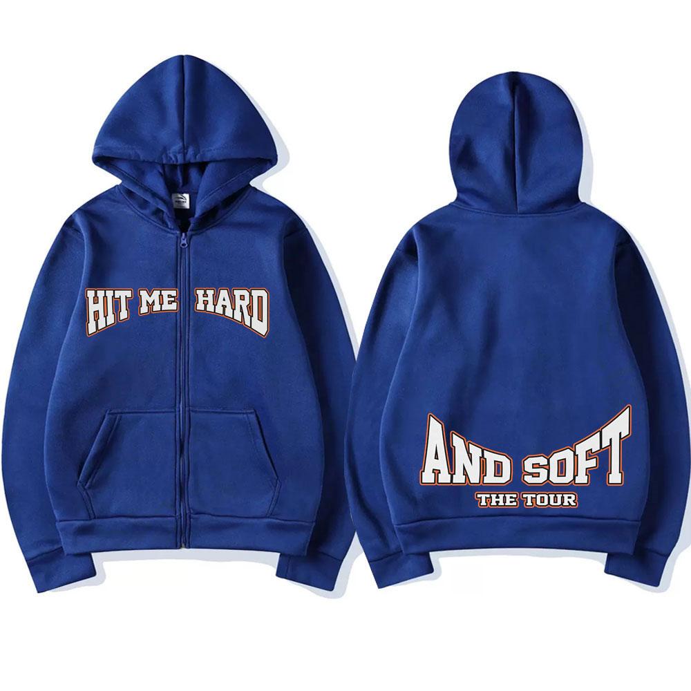 Hit Me Hard and Soft 2025 Tour Merch Reißverschluss-Hoodies Herren Damen Pullover Mode Hip Hop Zip-Up Kapuzensweatshirt Jacke Fans Geschenk