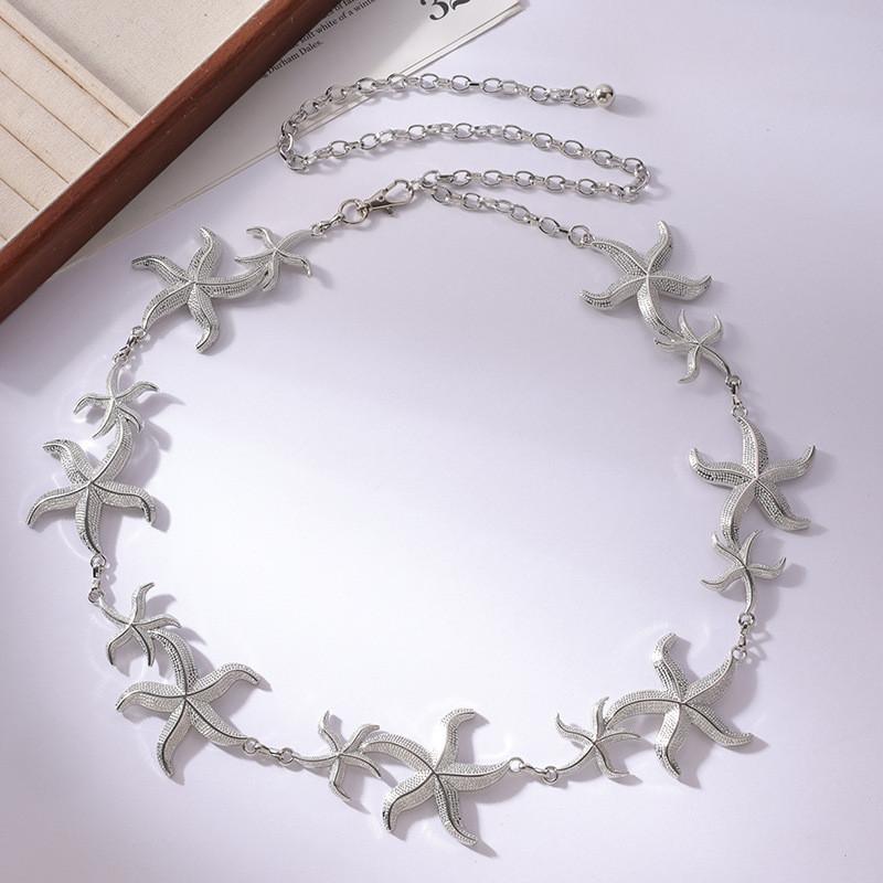 Shell Pearl Bohemian Starfish Metal Waist Chain Summer Beach Vacation Accessory