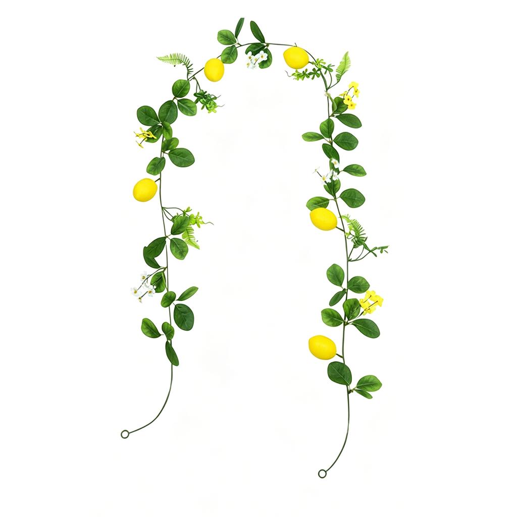 Realistic Artificial Lemon Garland with Green Leaves Simulated Lemon Vine Strips for Party Wedding Backdrop Front Door Decor