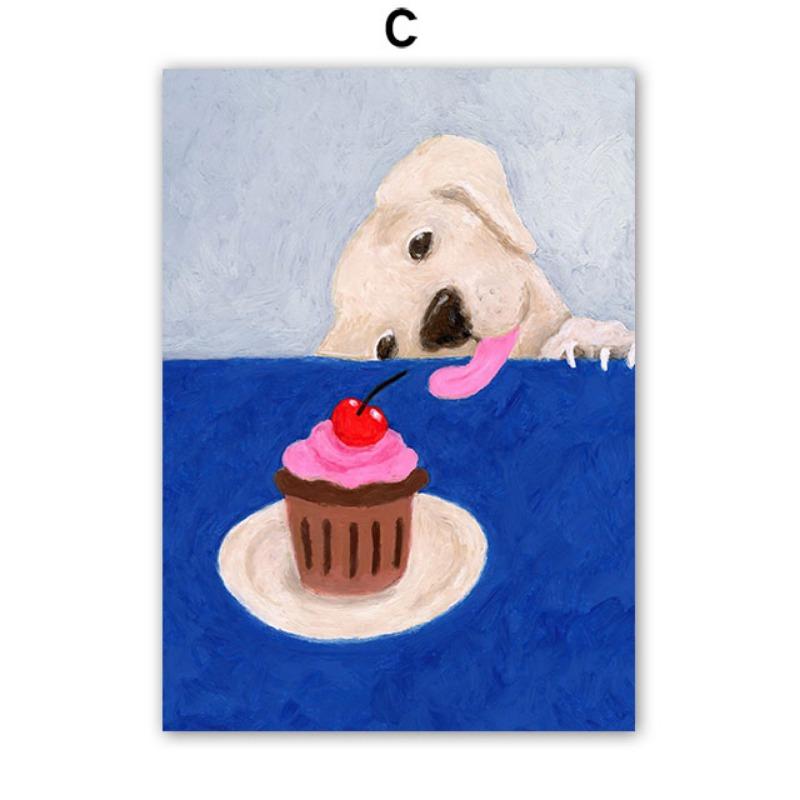 Girl Dance Coffee Wine Dog Flower Leaf Geometry Wall Art Canvas Painting Abstract Posters Prints Pictures For Living Room Decor