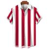 Summer new men's top striped D print men's cardigan lapel