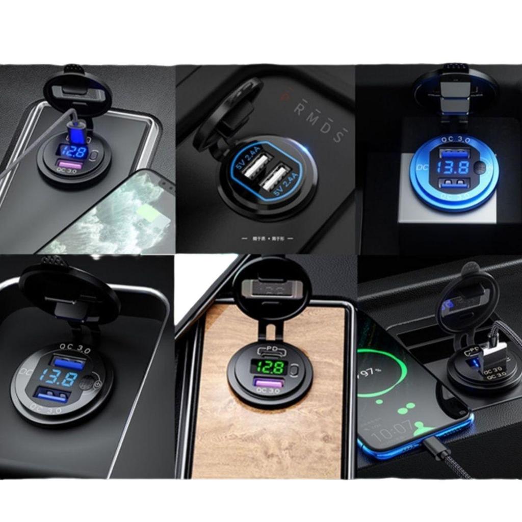 Car and Motorcycle USB Interface Waterproof Charger with 40W PD Fast Charge
