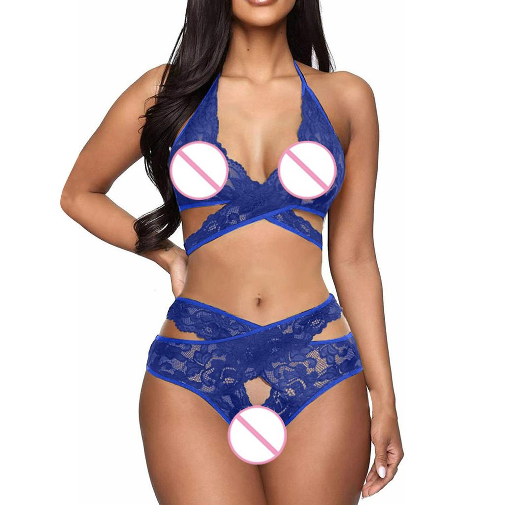 Ladies Fashion Sexy Lingerie Lace Neckband Babydoll Underwear