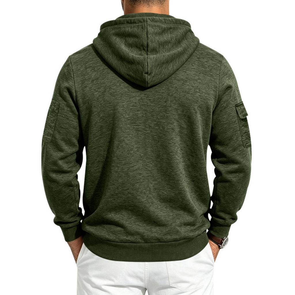Men's Loose Fit Zip Hoodie with Multiple Pockets Casual Jacket