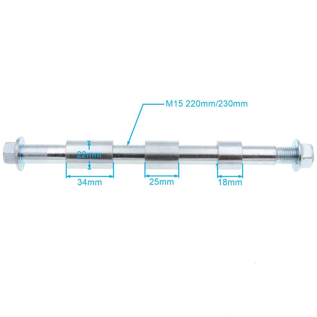 1Pcs M15 220mm/230mm Front Back Rear Axle with 3Pcs 15mm Spacers for PRO Trail Dirt Pit Bike