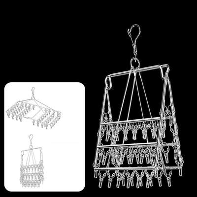 Fold Stainless Steel Windproof Clothespin Laundry Hanger Clothesline Sock Towel Bra Drying Rack Clothes Peg Hook Airer Dryer 4mm